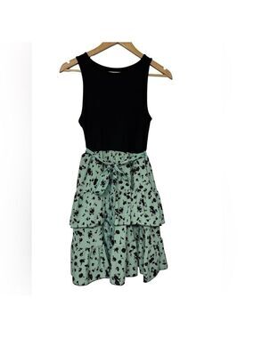Shein Black and Mint Green Tiered Ruffle Dress Medium